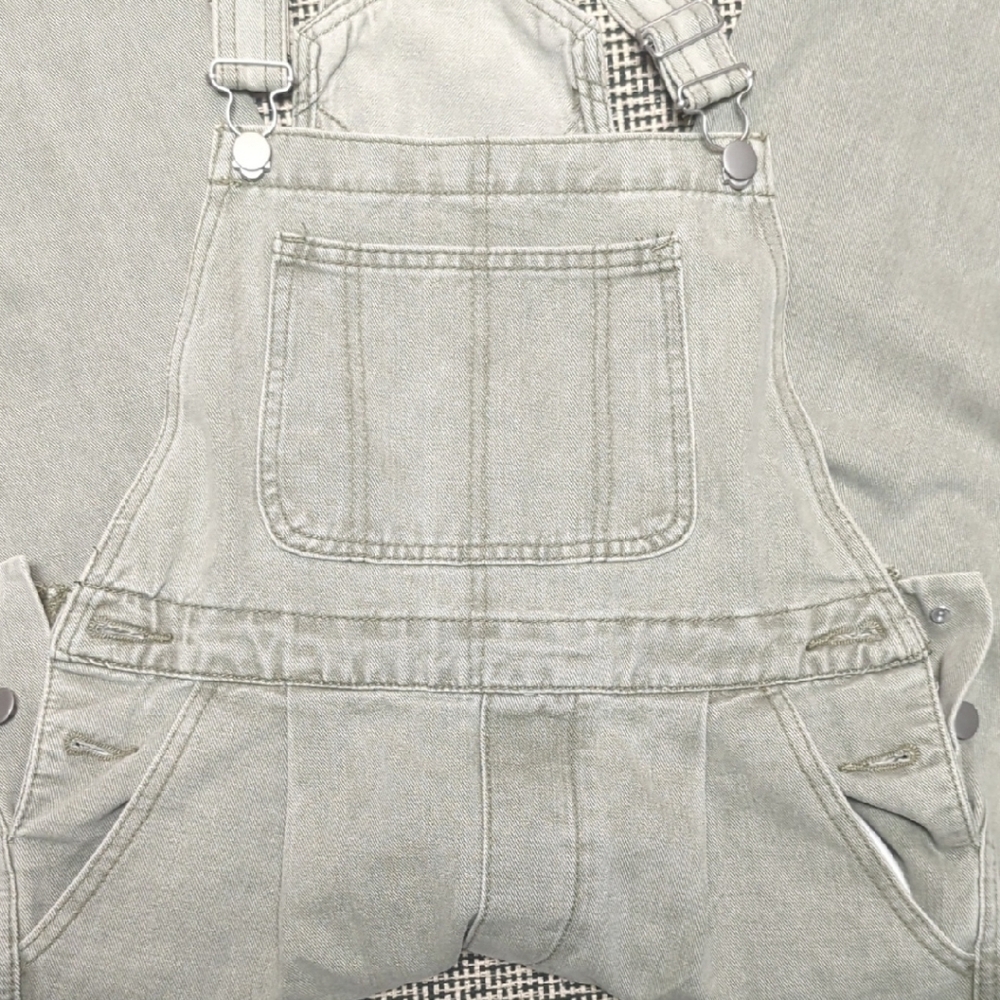Sage green Denim Jumpsuit with Classic Bib Design
